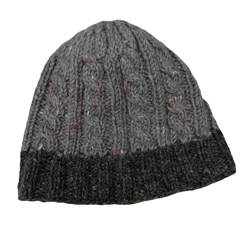 Aran Sweater Market Women's Gray Cable Knit Wool Knit Polyester Lined Bean Hat